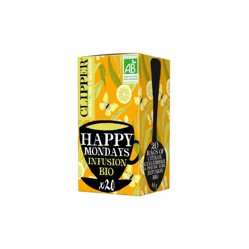Infusion bio Happy Mondays citron gingembre & poivre noir Clipper