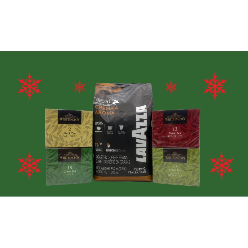 Pack de noël : Thés Whittington, 1KG Lavazza Crema Aroma