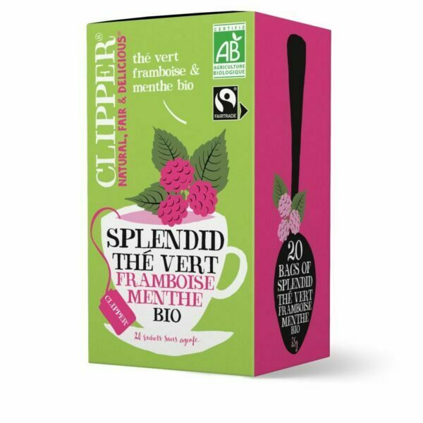 Thé bio splendid thé vert framboise menthe CLIPPER