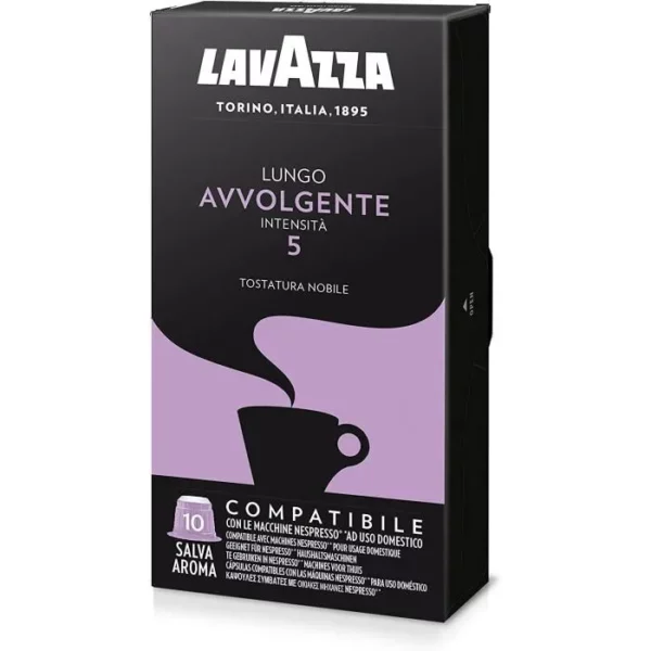 Lavazza Lungo Avvolgente, adapté aux machines Nespresso, 10 Caps