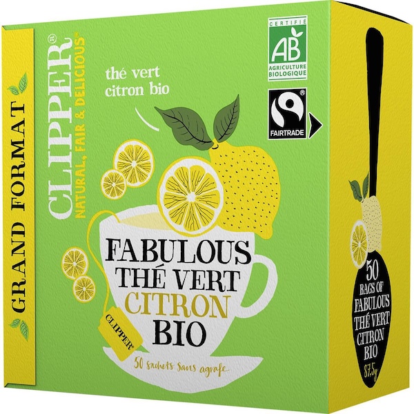 Thé vert FABULOUS citron BIO Clipper grand format